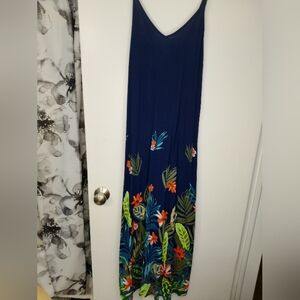 Old Navy Navy Blue Tropical Maxi Dress